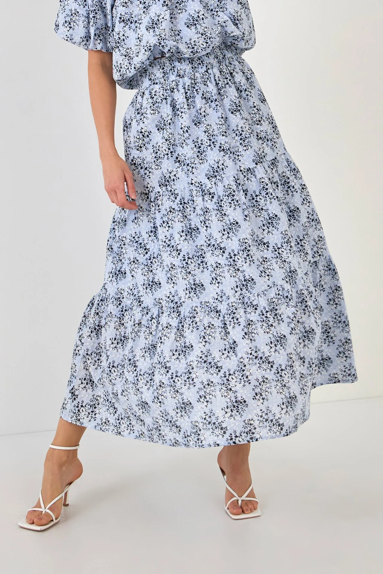 Floral Tiered Maxi Skirt