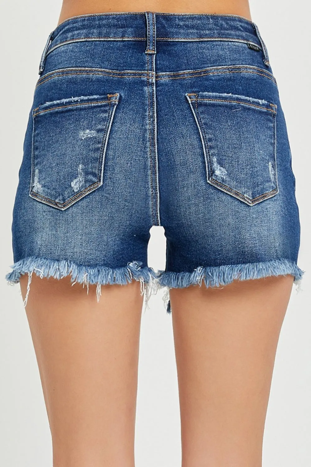 Full Size High Rise Distressed Denim Shorts