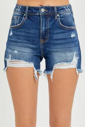 Full Size High Rise Distressed Denim Shorts