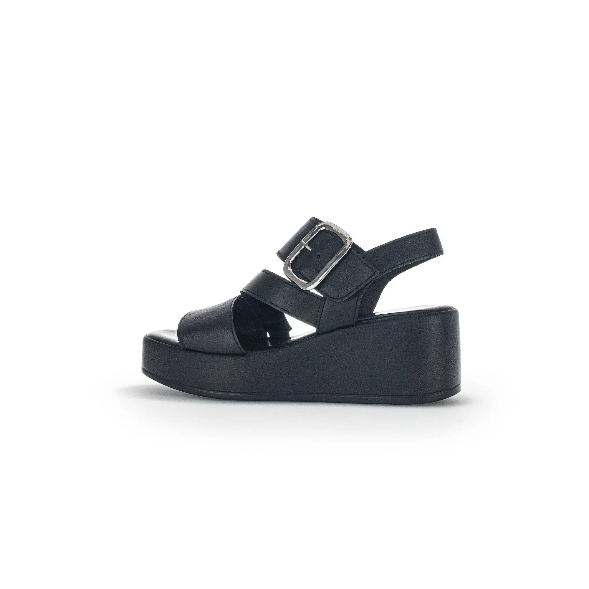 Gabor 44.533.27 Java Ladies Black Leather Buckle Sandals