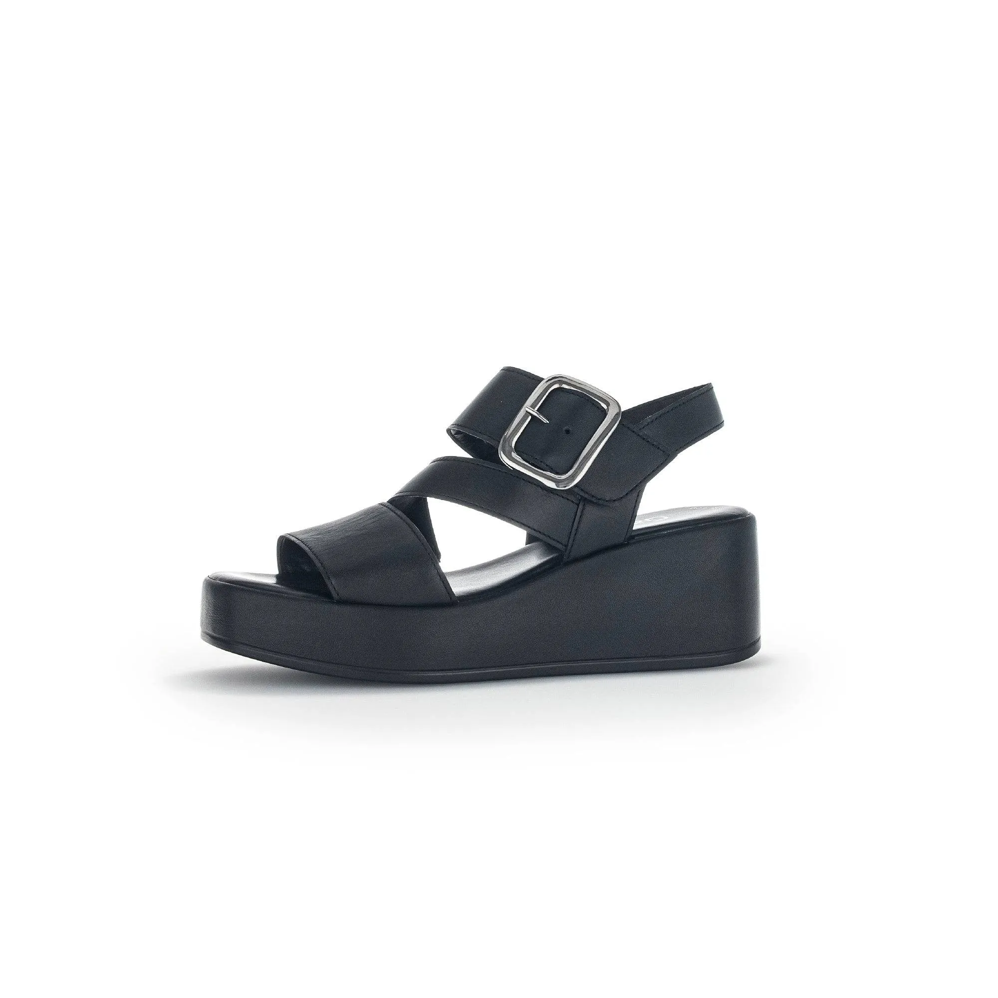 Gabor 44.533.27 Java Ladies Black Leather Buckle Sandals