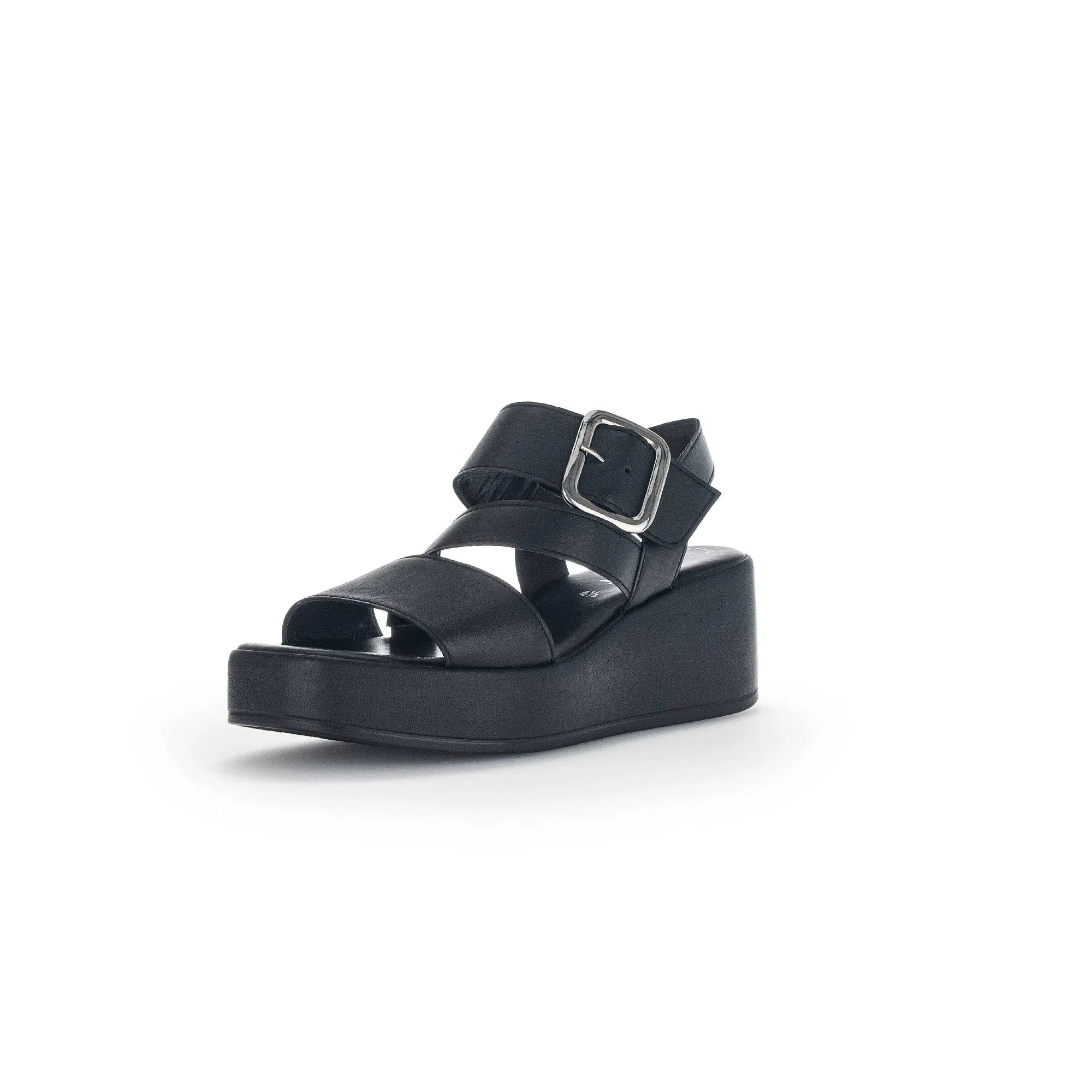 Gabor 44.533.27 Java Ladies Black Leather Buckle Sandals