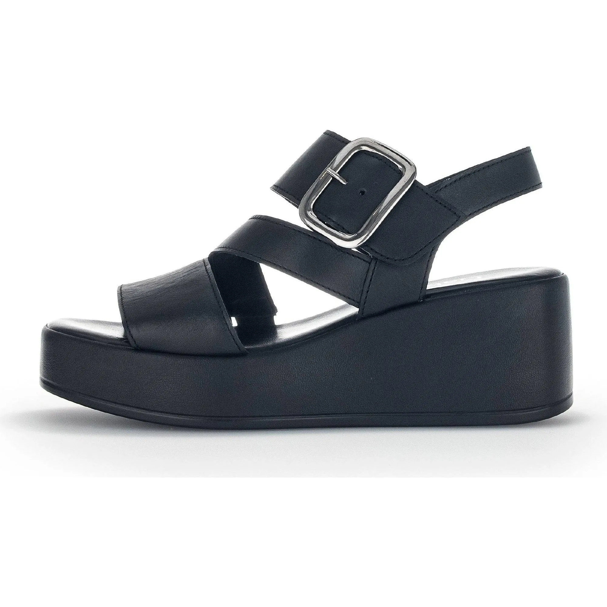 Gabor 44.533.27 Java Ladies Black Leather Buckle Sandals