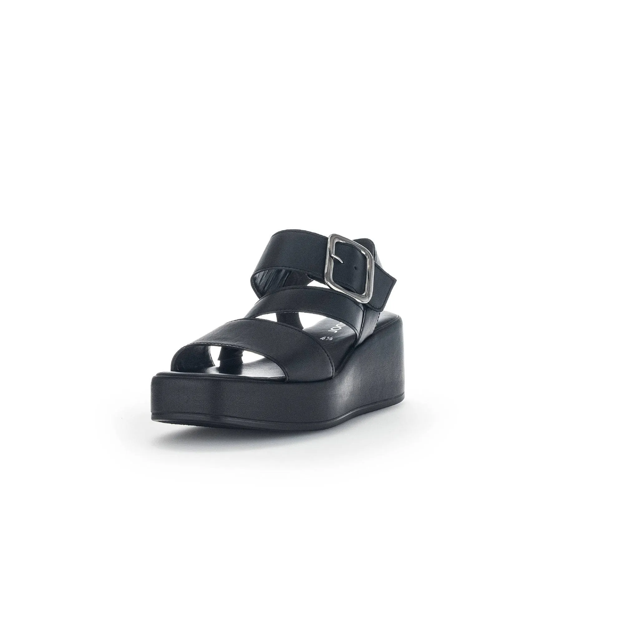 Gabor 44.533.27 Java Ladies Black Leather Buckle Sandals