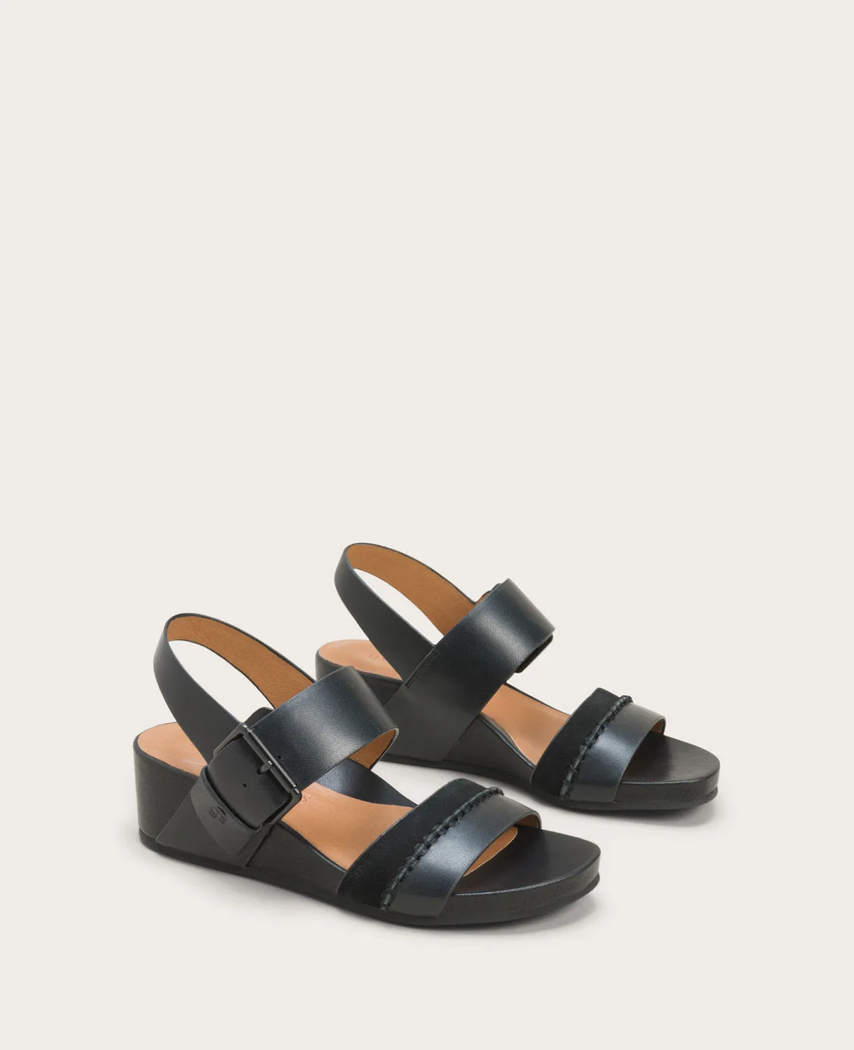 GENTLE SOULS - Giulia Leather and Suede Platform Wedge Sandal