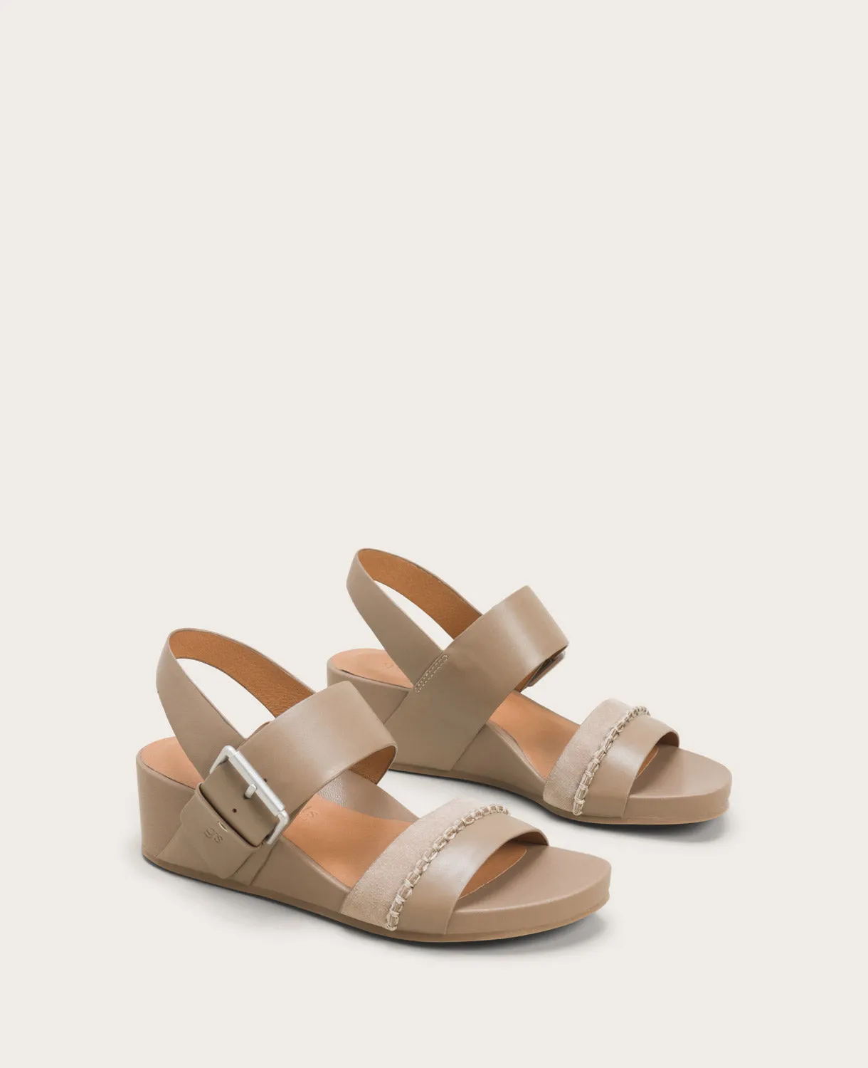 GENTLE SOULS - Giulia Leather and Suede Platform Wedge Sandal