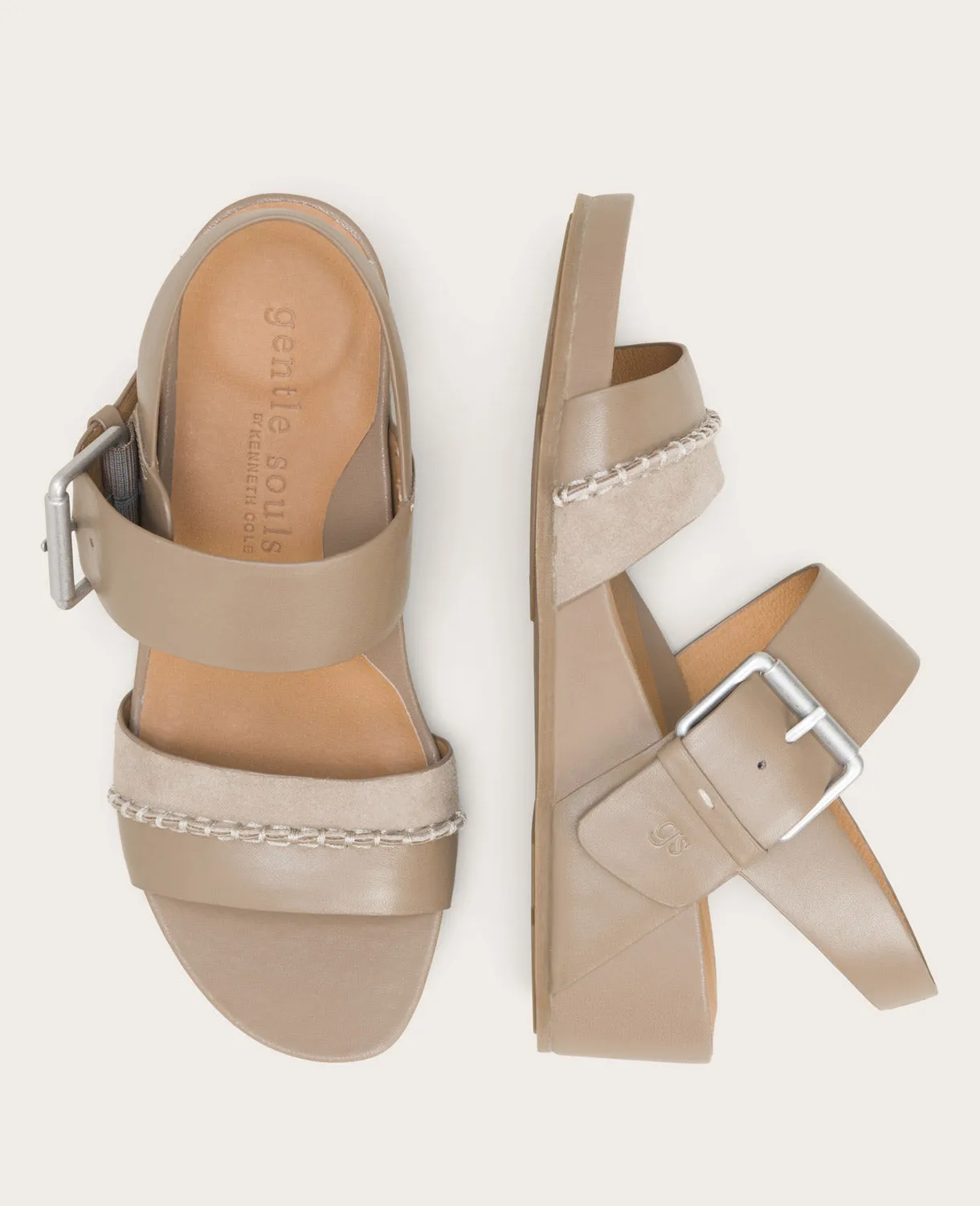 GENTLE SOULS - Giulia Leather and Suede Platform Wedge Sandal