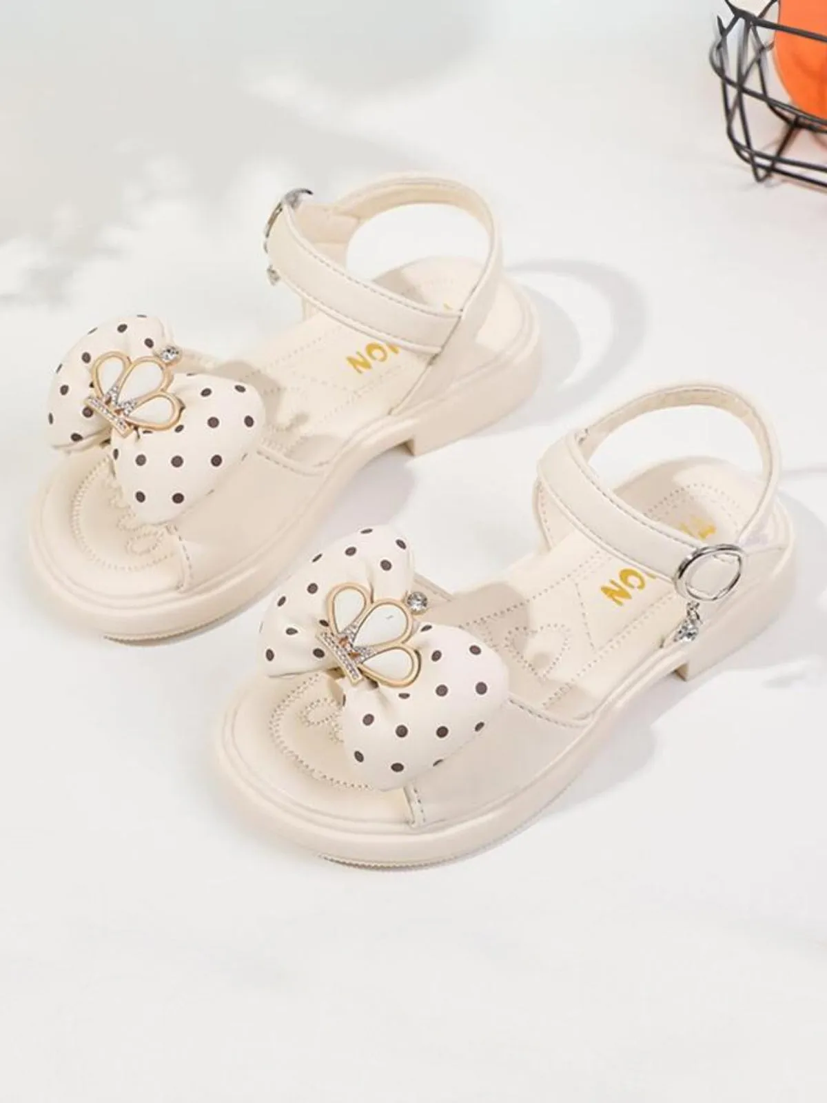 Girls Chic Polka Dot Bow Heeled Sandals By Liv and Mia