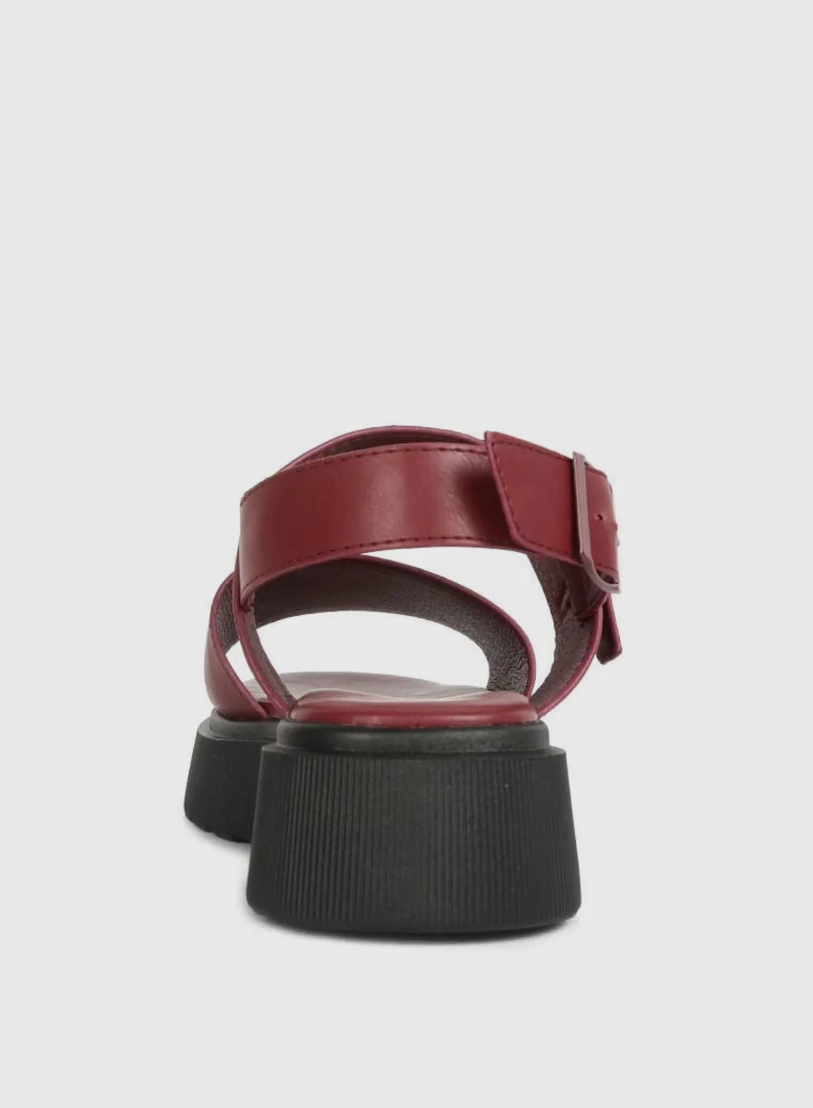 GLADEN Pin Buckle Platform Sandals  BURGUNDY