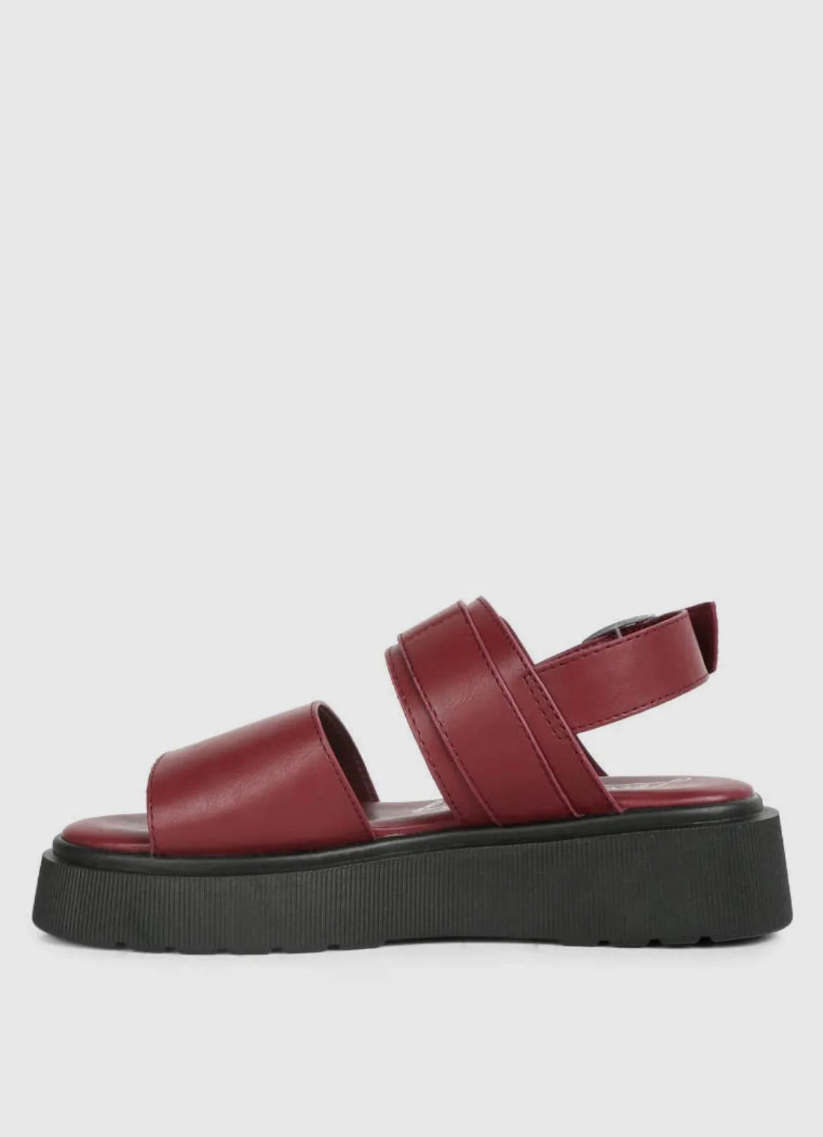 GLADEN Pin Buckle Platform Sandals  BURGUNDY