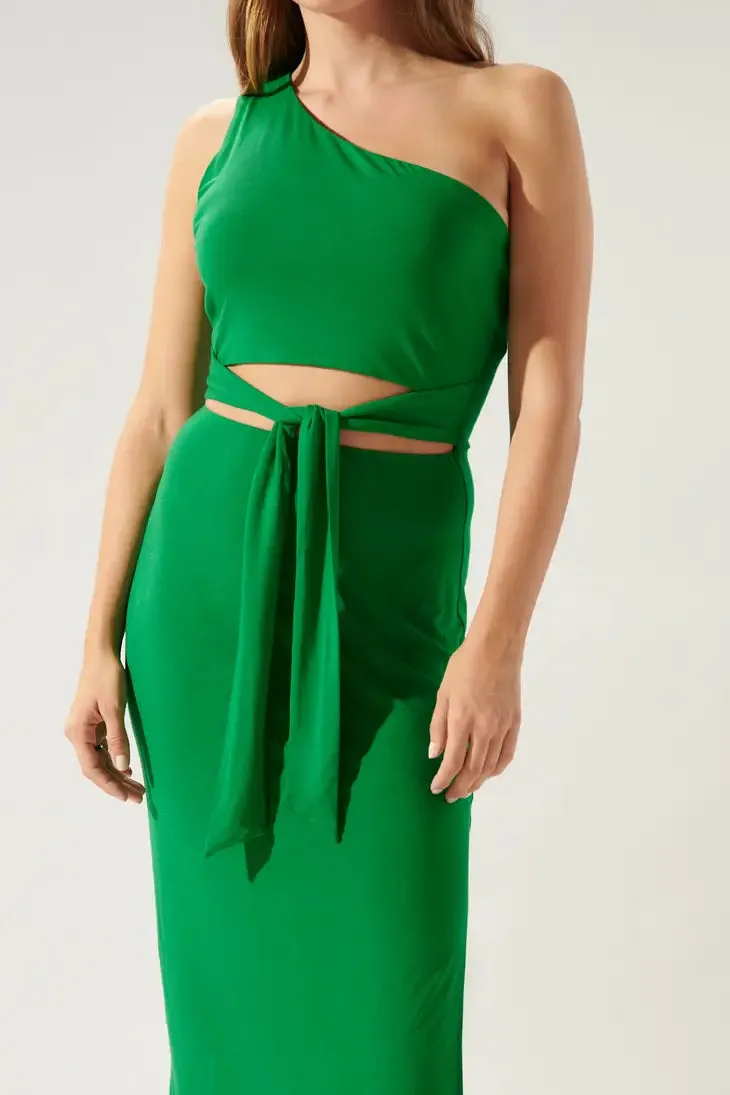 Goddess Cut Out Kelly Green Dress