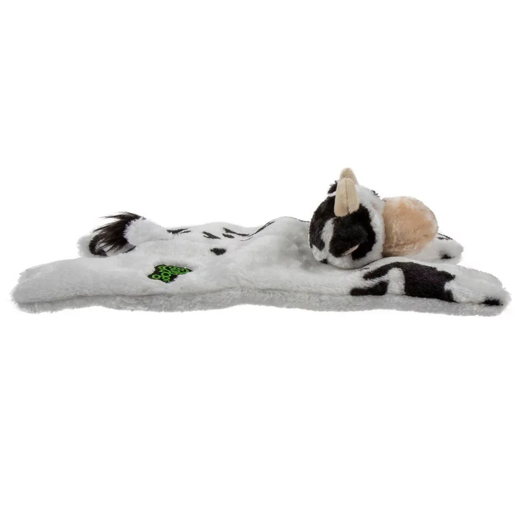 GoDog Barnyard Flats Cow Durable Squeaky Plush Dog Toy, Large