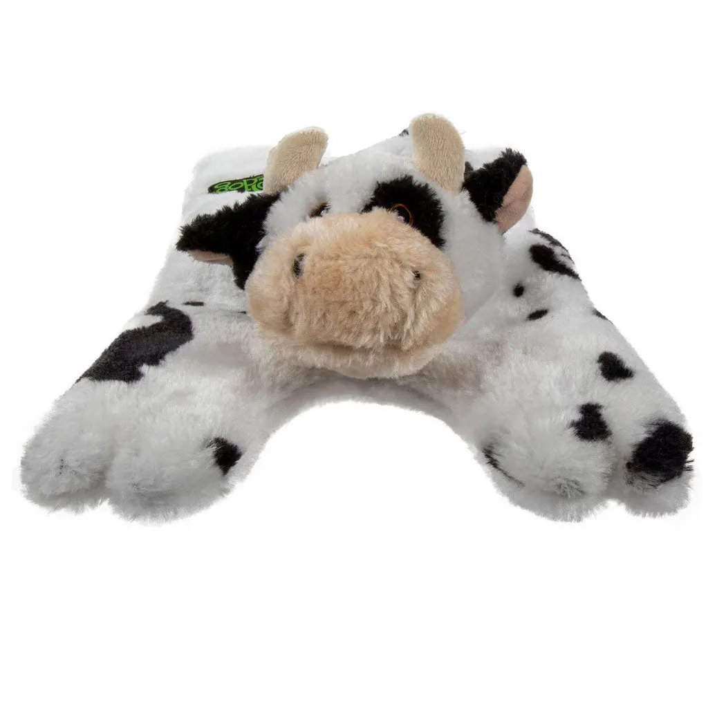 GoDog Barnyard Flats Cow Durable Squeaky Plush Dog Toy, Large