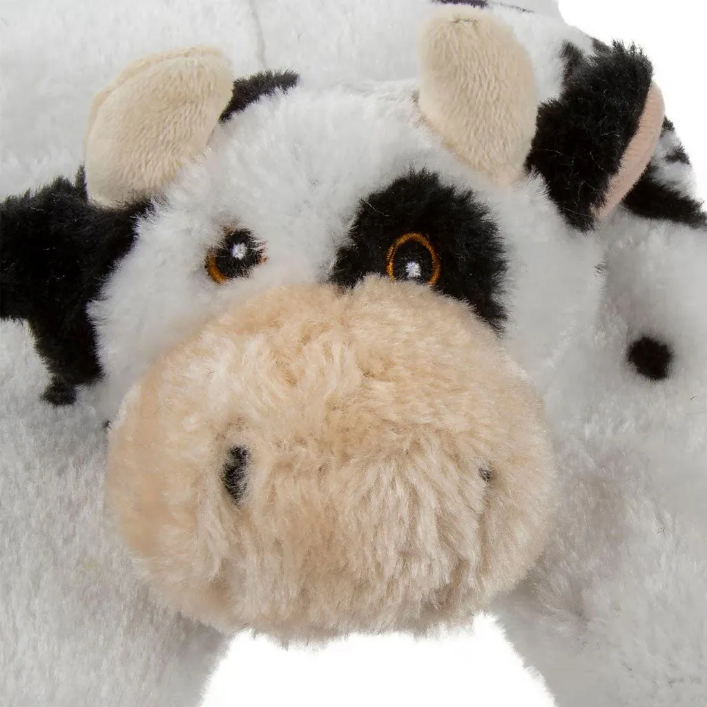 GoDog Barnyard Flats Cow Durable Squeaky Plush Dog Toy, Large