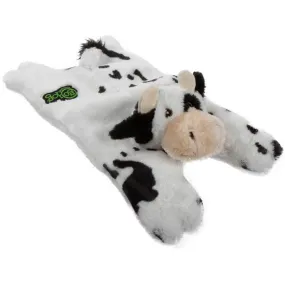 GoDog Barnyard Flats Cow Durable Squeaky Plush Dog Toy, Large