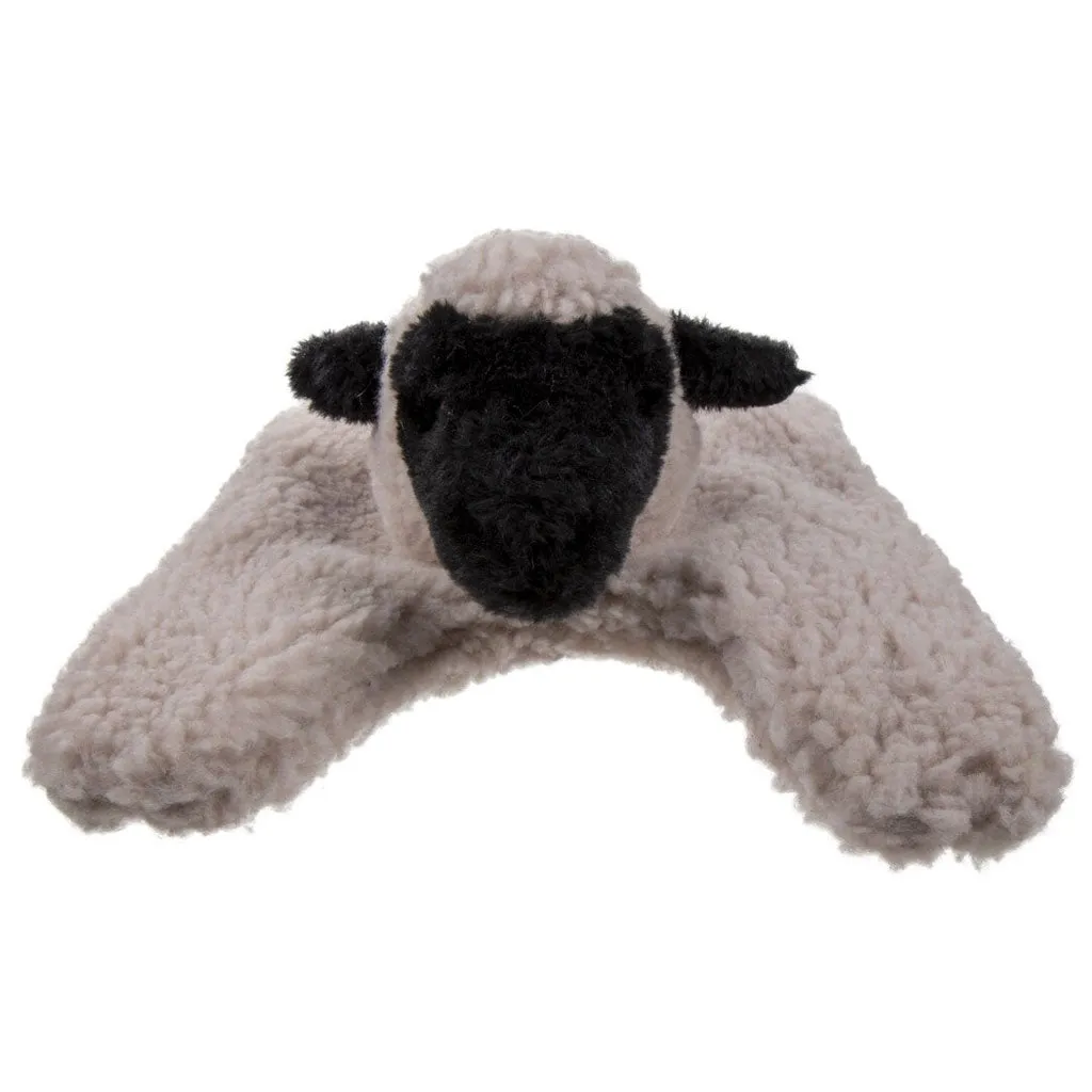 GoDog Barnyard Flats Lamb Durable Squeaky Plush Dog Toy, Large