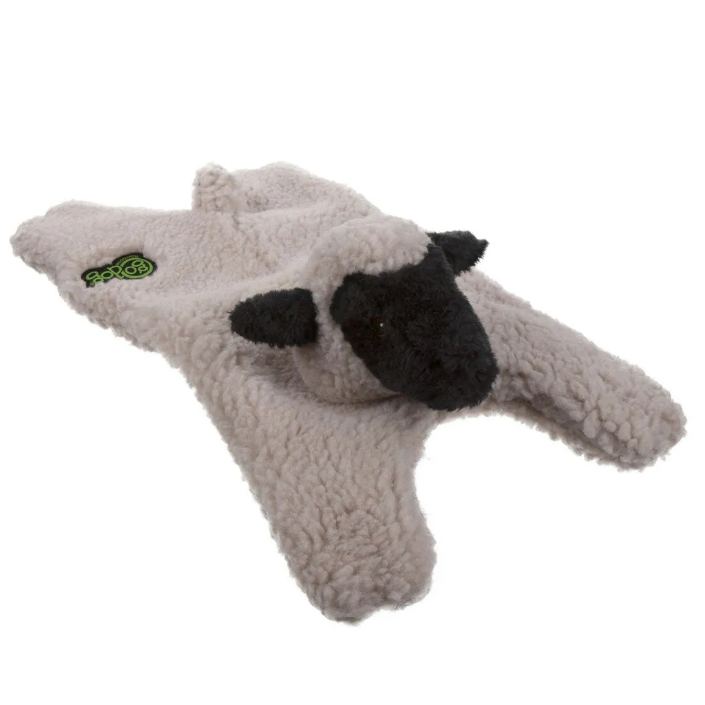 GoDog Barnyard Flats Lamb Durable Squeaky Plush Dog Toy, Large