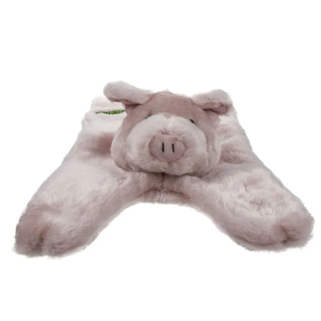 GoDog Barnyard Flats Pig Durable Squeaky Plush Dog Toy, Large