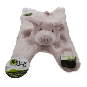 GoDog Barnyard Flats Pig Durable Squeaky Plush Dog Toy, Large