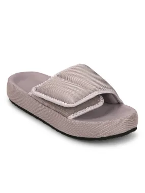 Grey Broad Strap Slip-on Flats