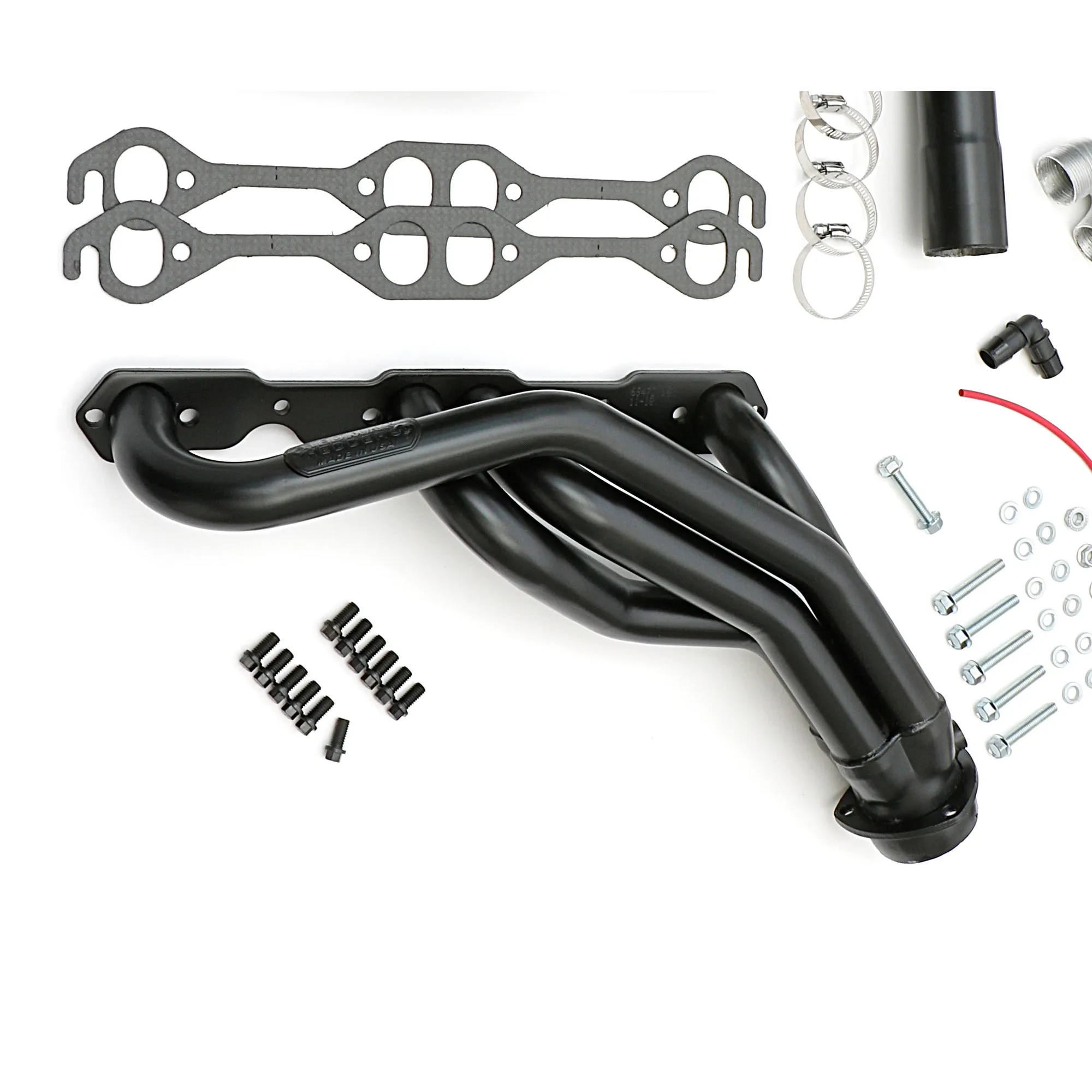 Hedman Hedders Street Headers - 1.625 in Primary - Stock Collector Flange - Y-Pipe Included - Black Paint - Small Block Chevy - GM Fullsize Truck 1988-95