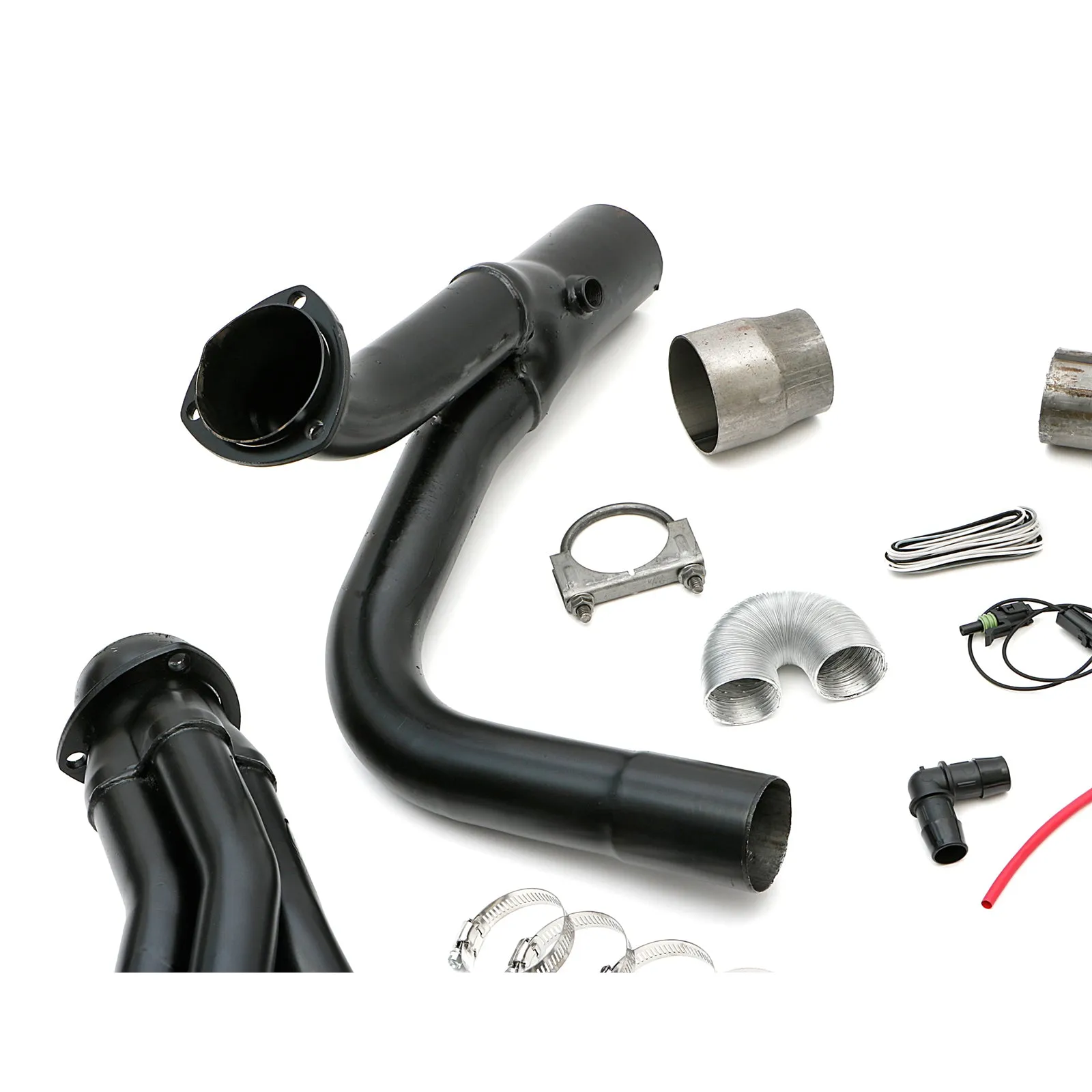 Hedman Hedders Street Headers - 1.625 in Primary - Stock Collector Flange - Y-Pipe Included - Black Paint - Small Block Chevy - GM Fullsize Truck 1988-95