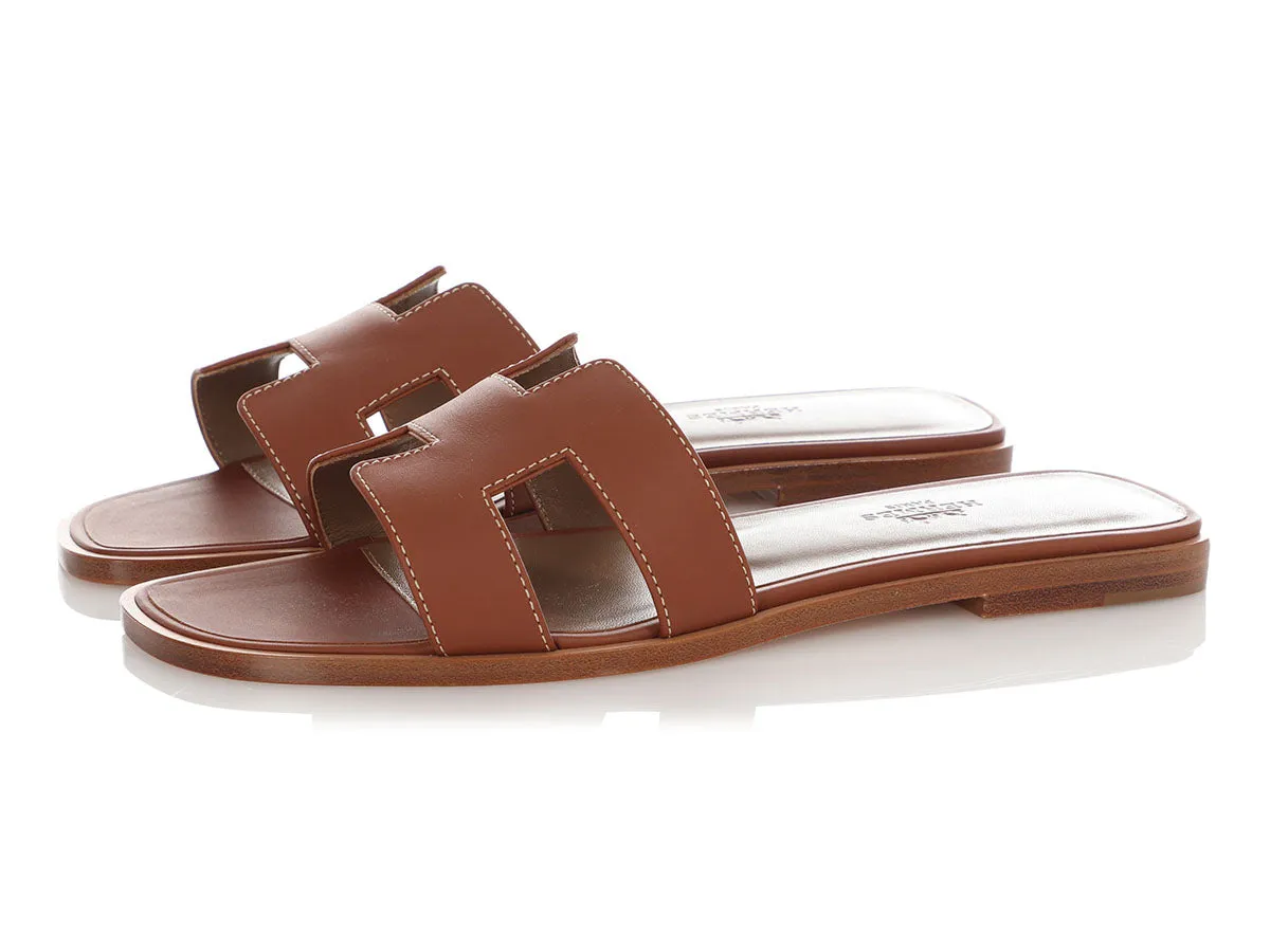 Hermès Brown Oran Sandals