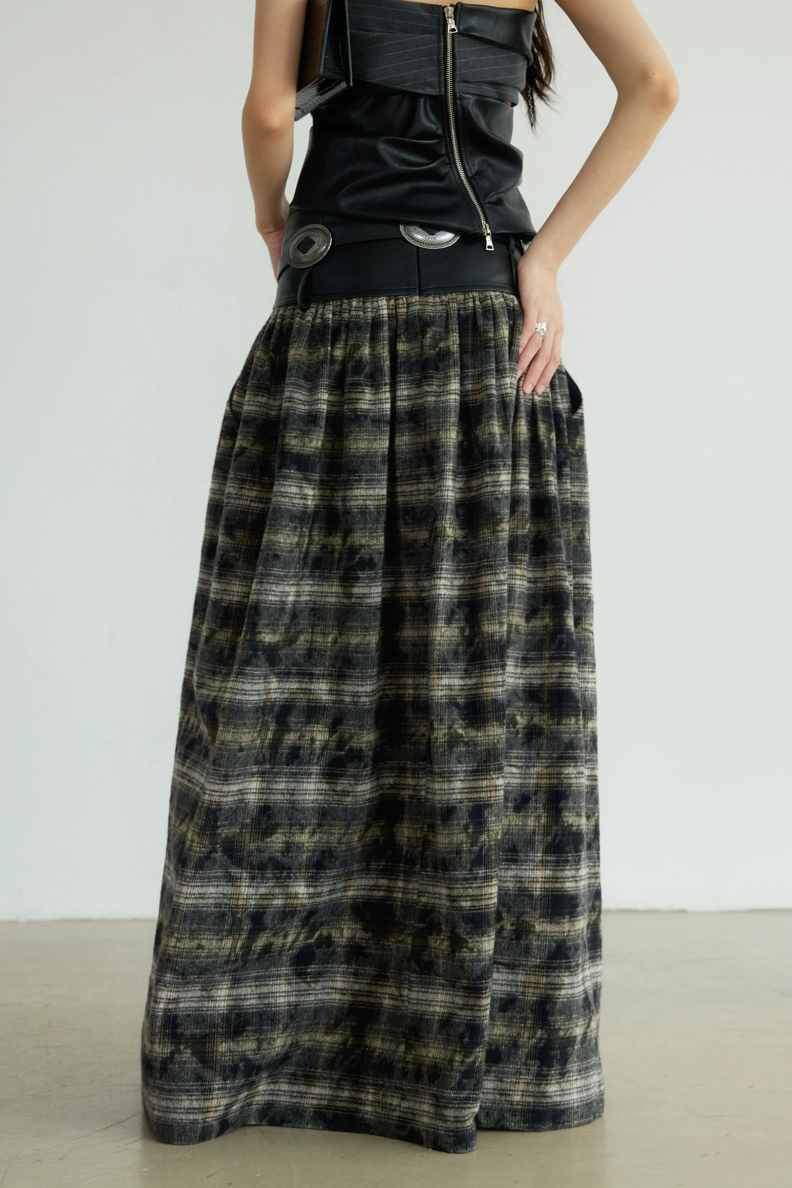 Highland Mist Plaid Maxi Skirt