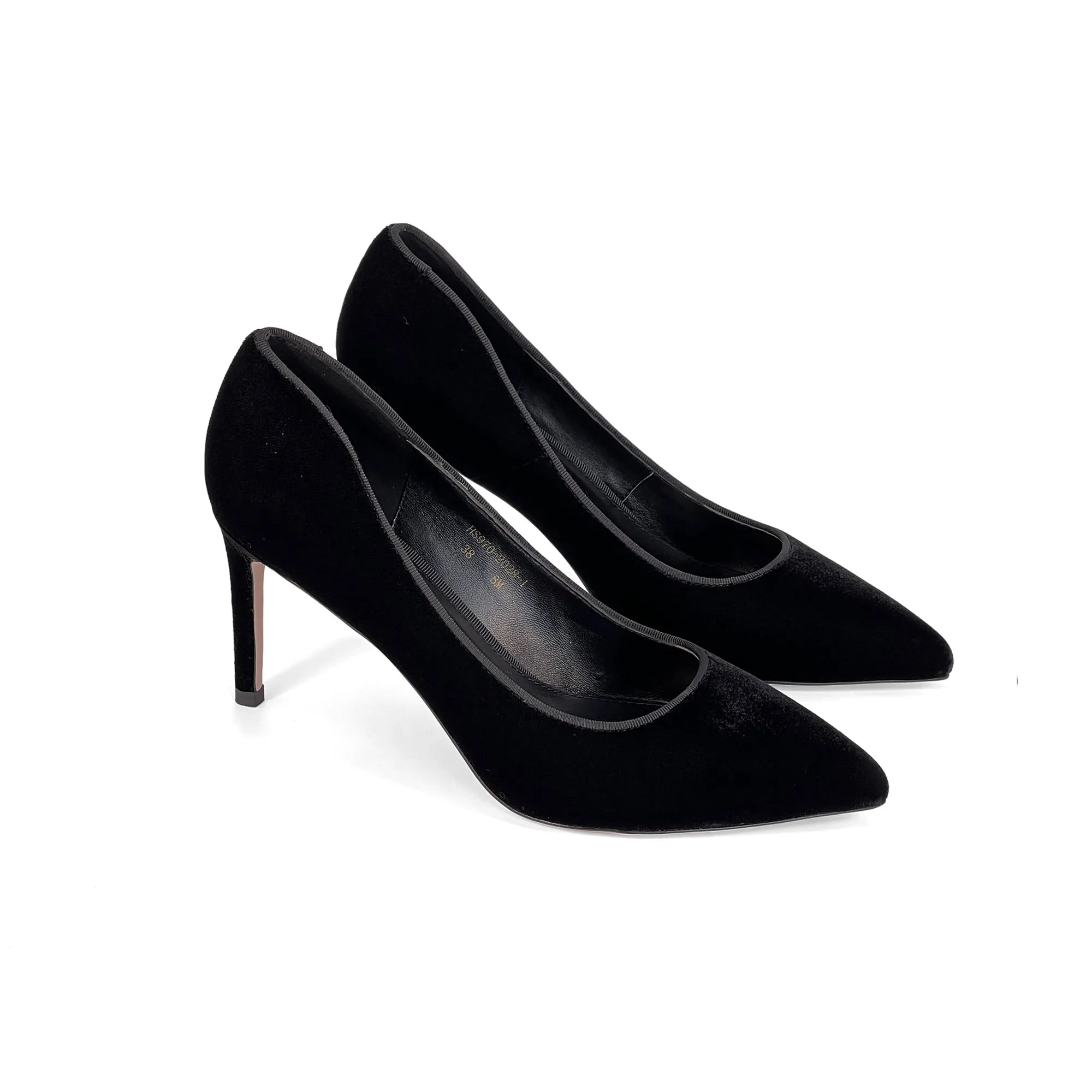 INCI Malin Black Velvet & Sheepskin lining-Pumps for Women 3.3 inch Heels-Stiletto High Heels Pointy Toe Pumps Shoes