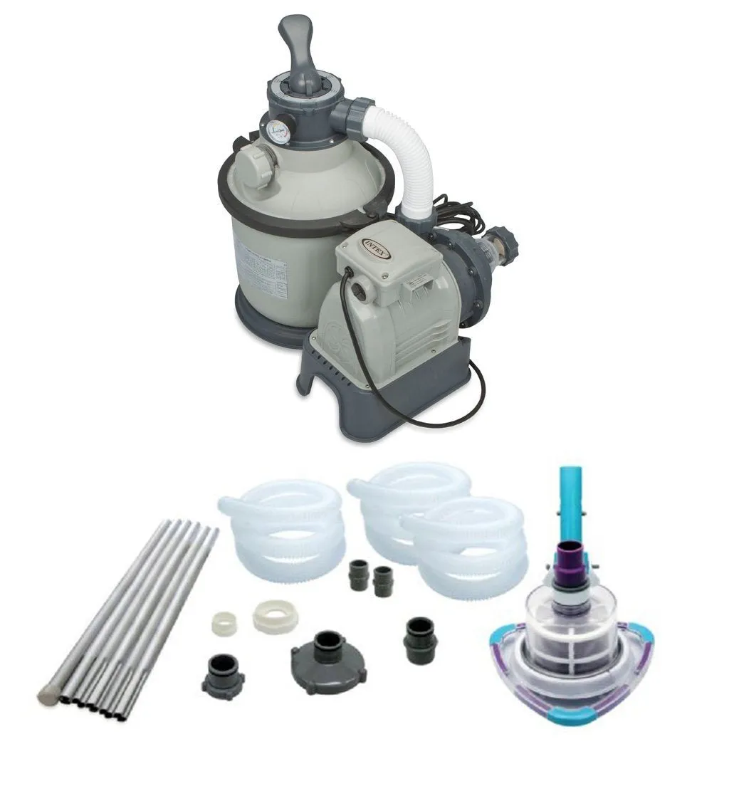 Intex 1200 GPH Krystal Clear Sand Pool Filter Pump Set and Kokido V-Trap Vacuum