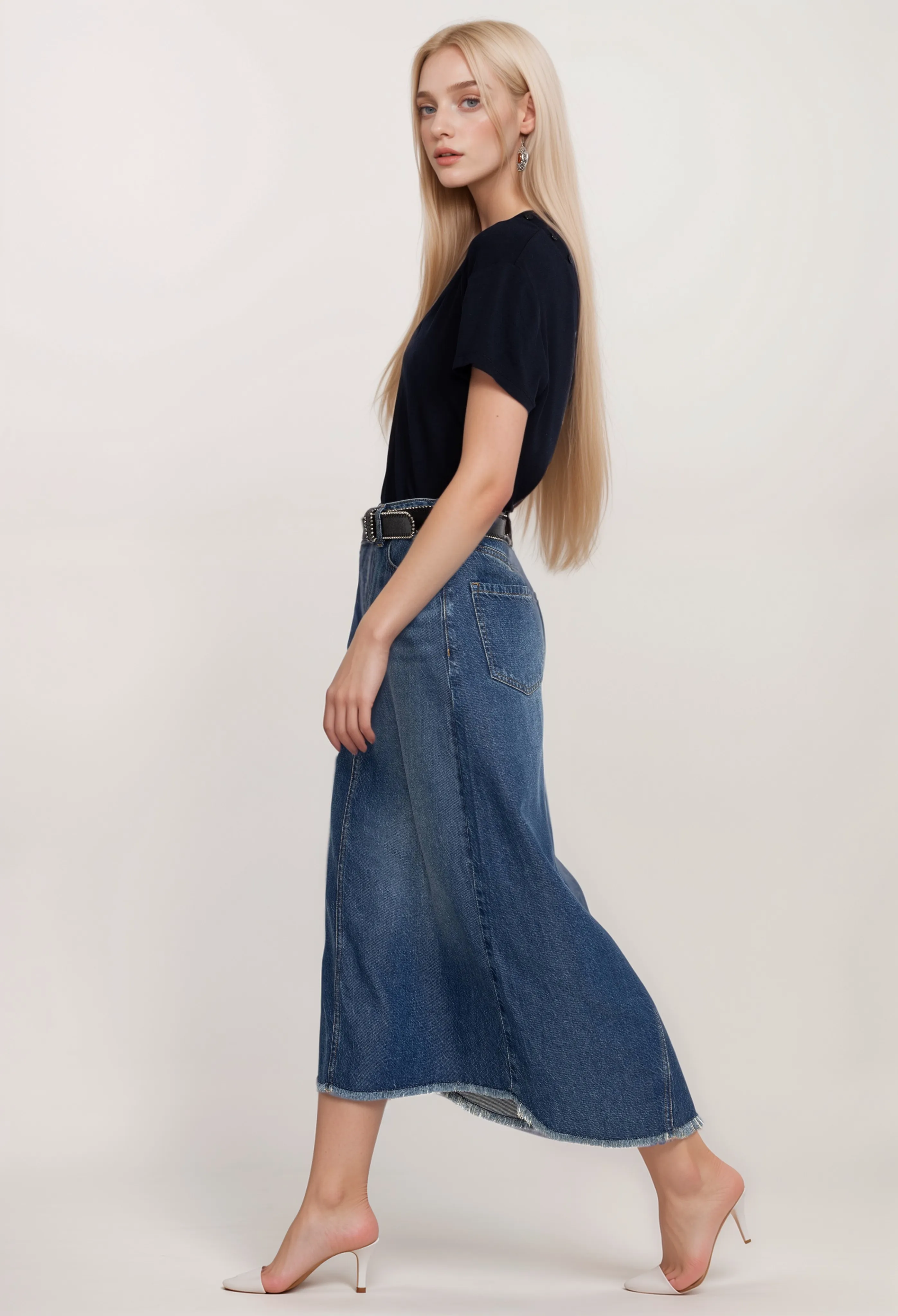 Johnny Was Vienna Denim Midi Skirt JW4010NB19 VIP