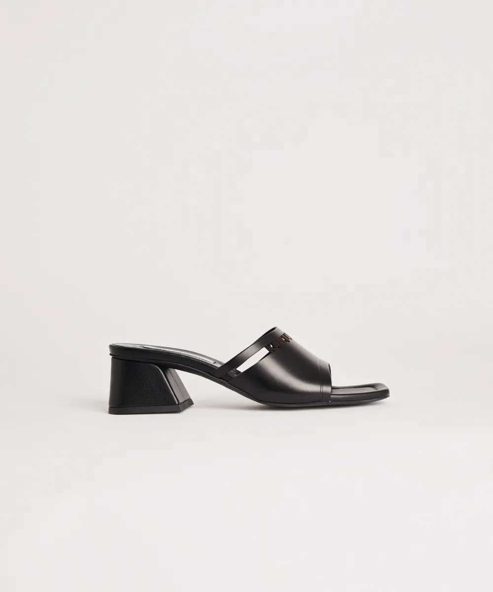 KARL LAGERFELD PLAZA KARL CUT-OUT HEELED MULES SANDALS