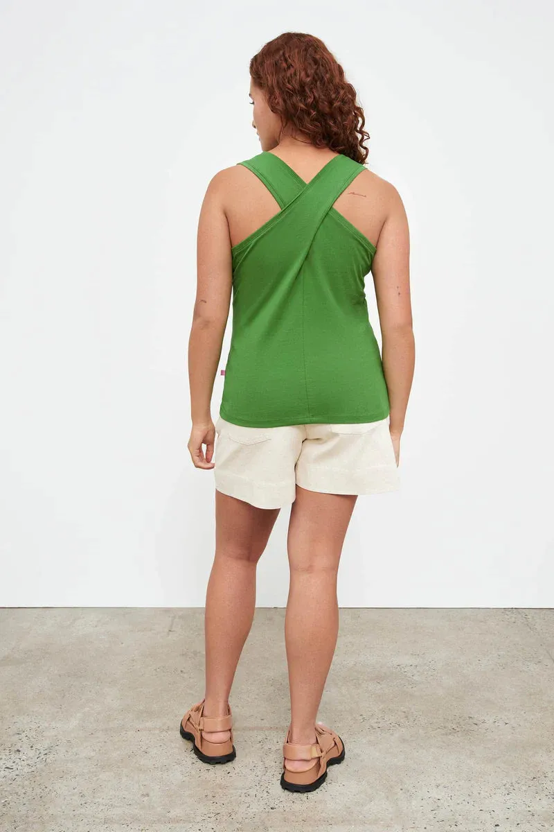 Kowtow Cross Back Singlet - Bright Green