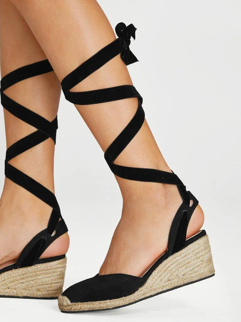 Lace Up Espadrille Wedges