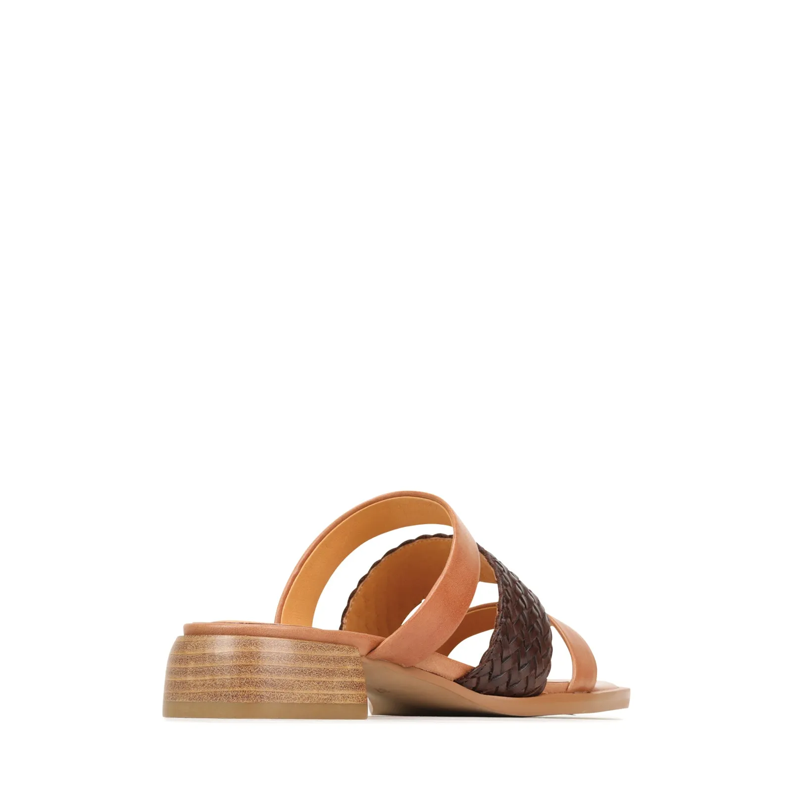 LATTICE BLOCK HEEL SLIDE LEATHER