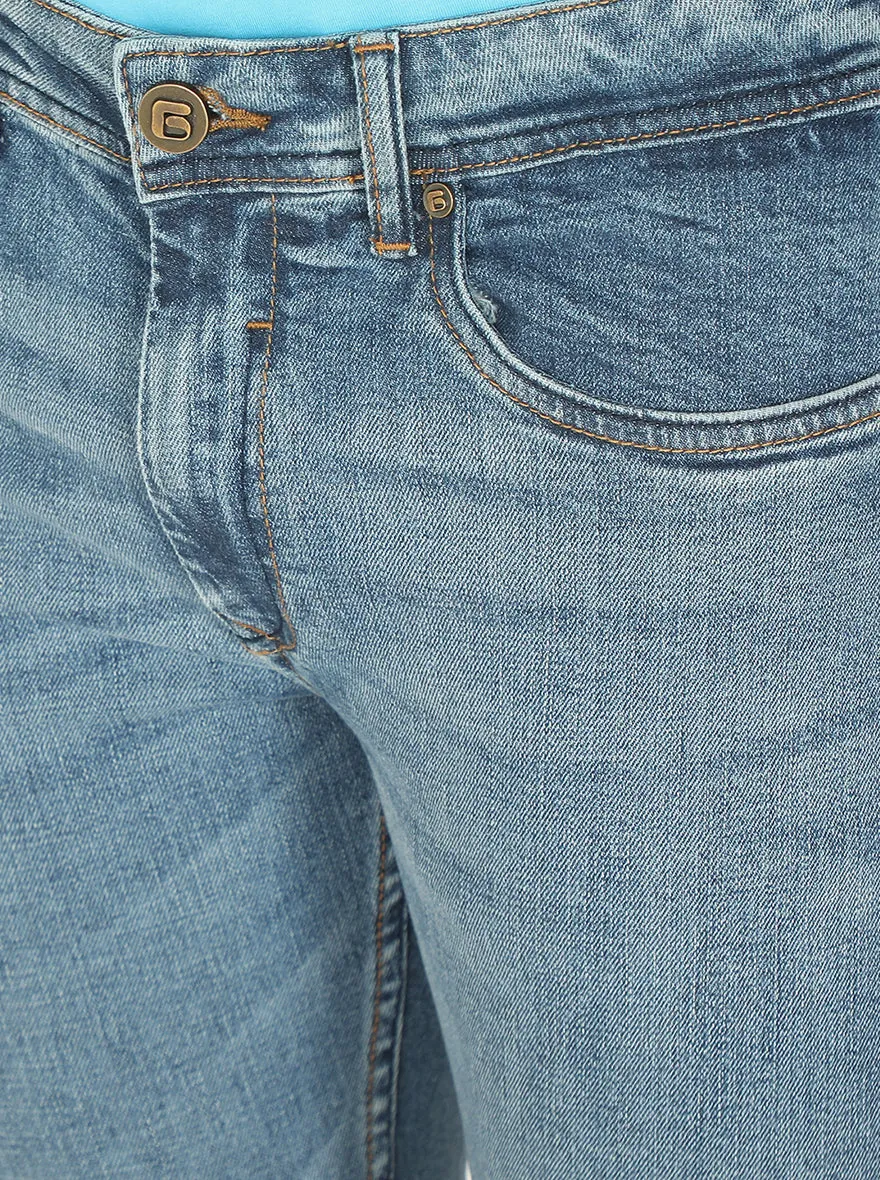 Light Blue Washed Straight Fit Jeans | Greenfibre