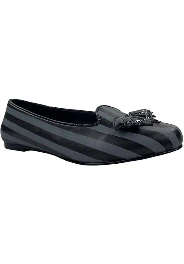 Lydia Bat Striped [Grey/Black] | FLATS