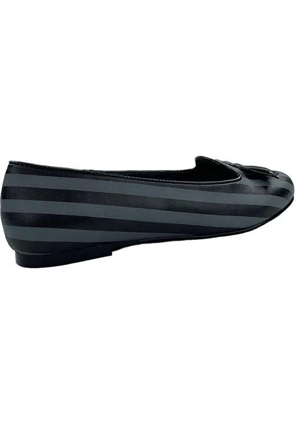 Lydia Bat Striped [Grey/Black] | FLATS