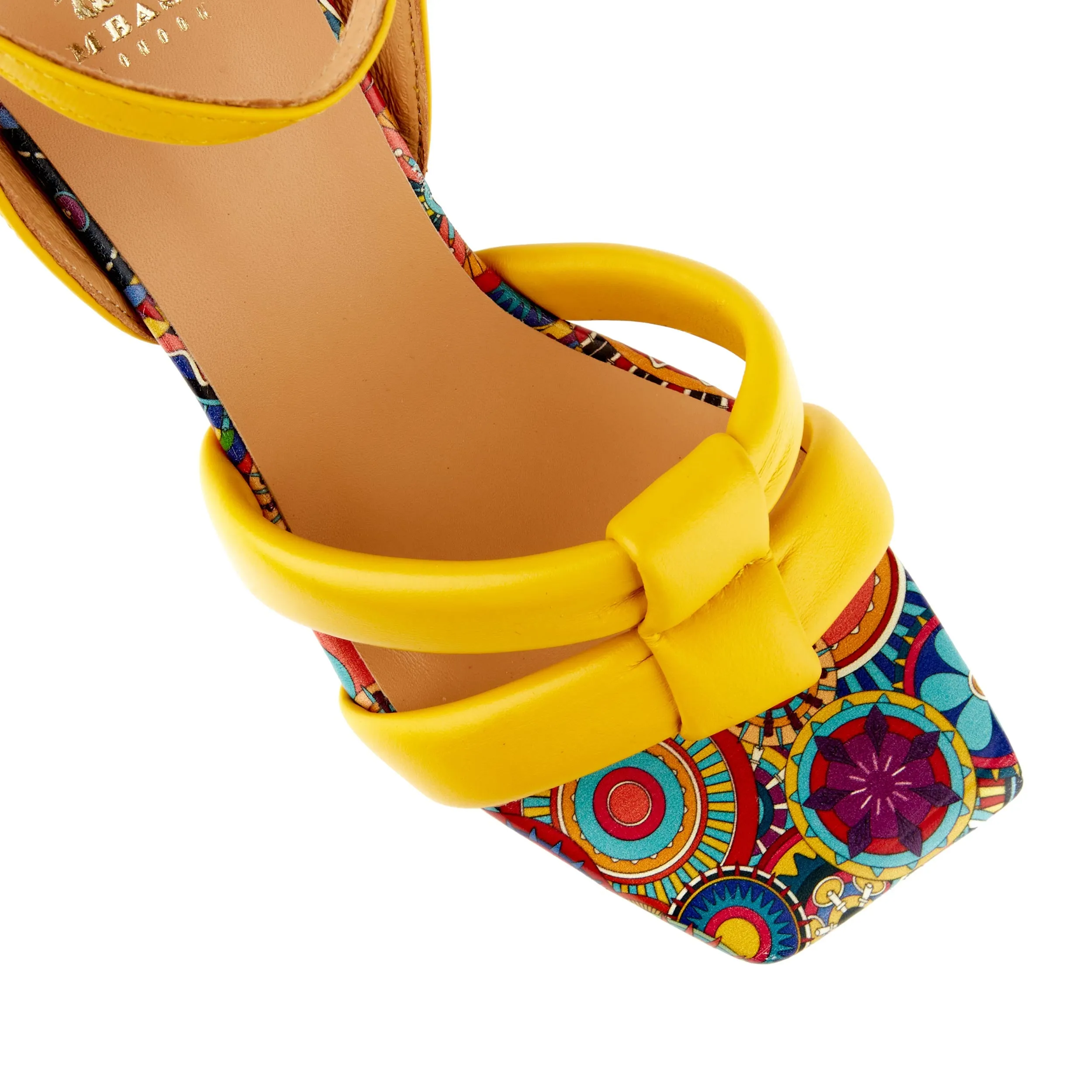 Malibu - Yellow Signature - Women's leather strappy heel sandal in yellow colour