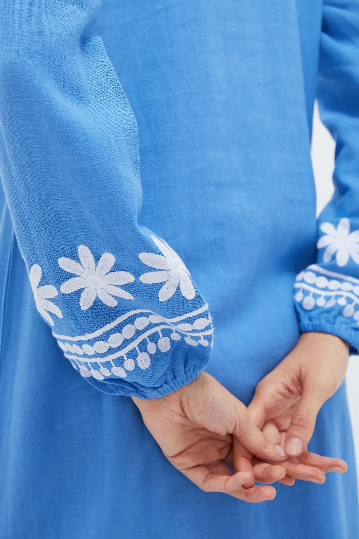 Marina and White Embroidered Caftan