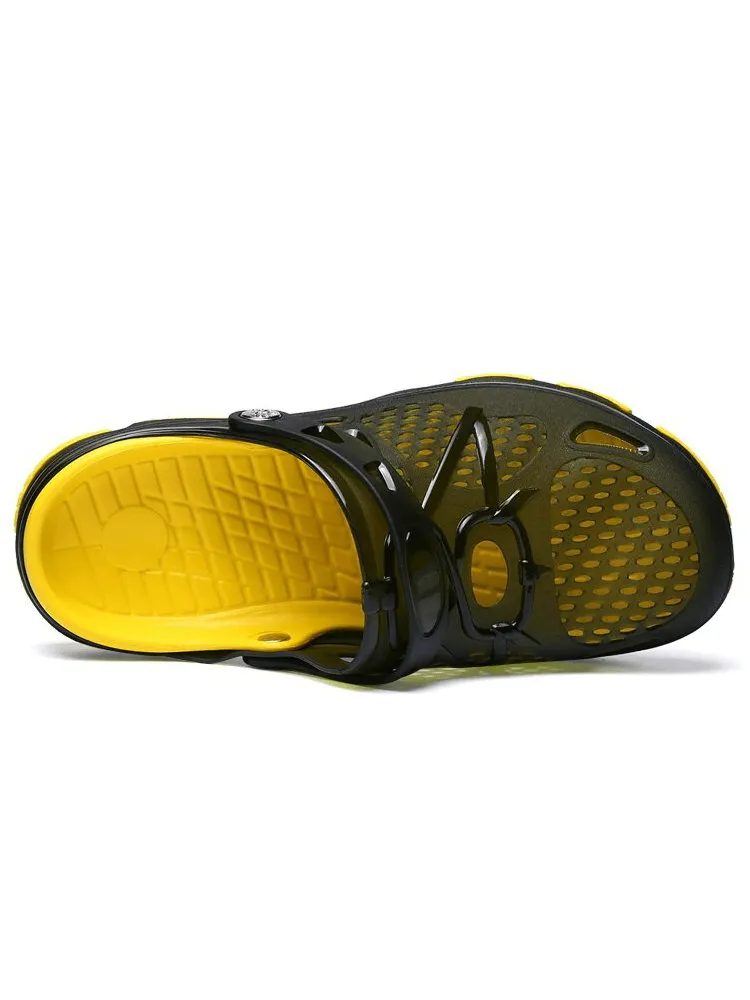 Men's Lightweight Breathable Open Heel Beach Flip Flops with Locking Strap - SF1098