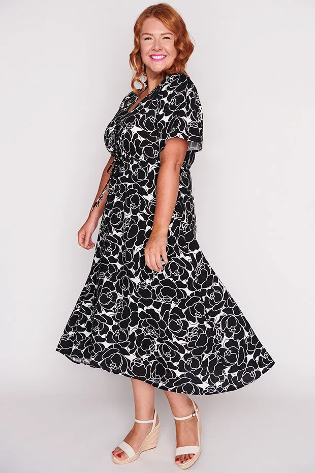 Michelle Peonies Black & White Dress