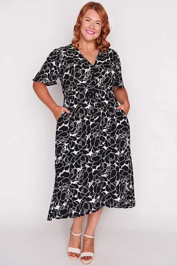 Michelle Peonies Black & White Dress