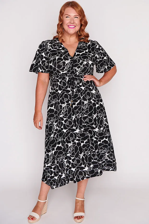 Michelle Peonies Black & White Dress