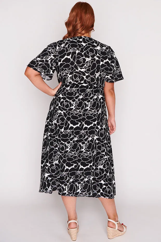 Michelle Peonies Black & White Dress