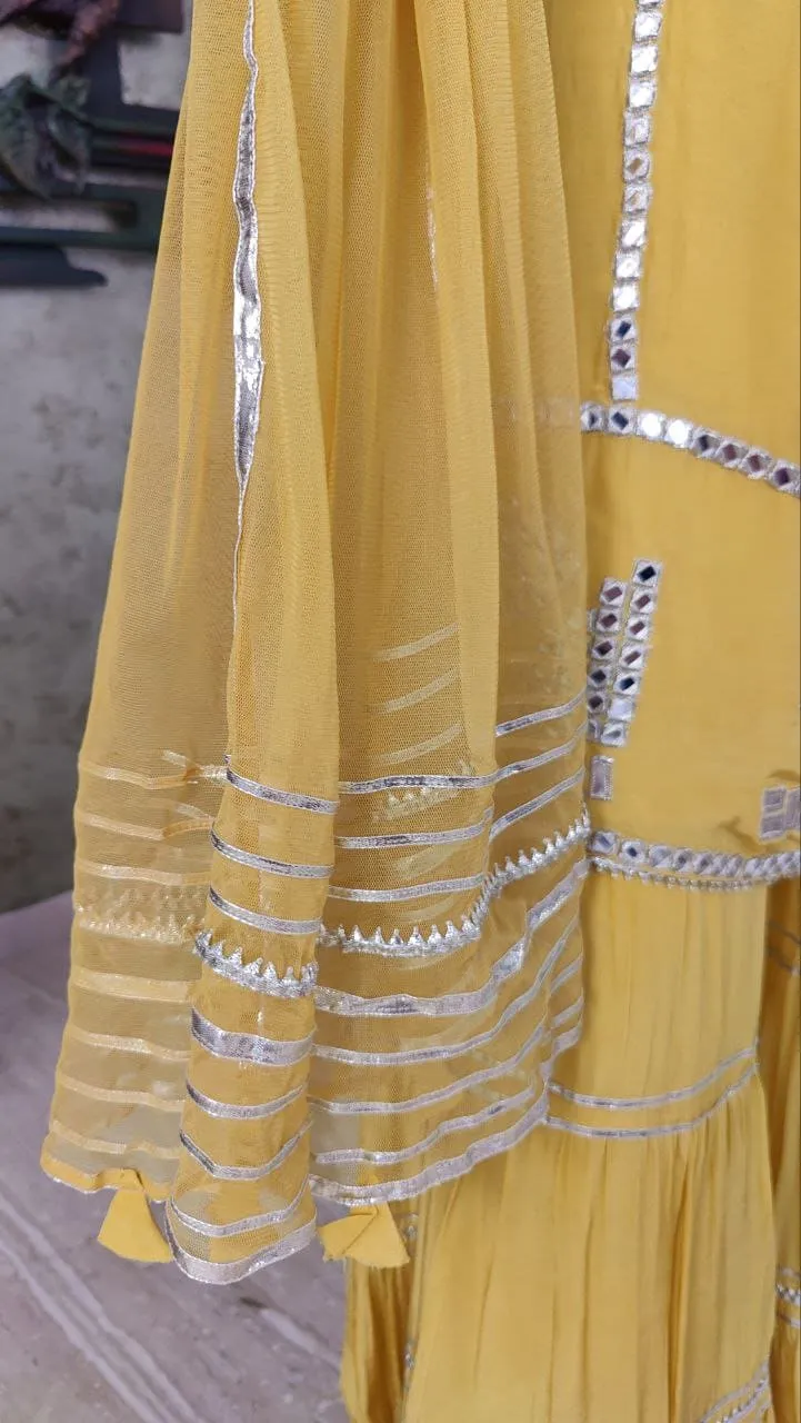 Mirror Yellow Sharara Set