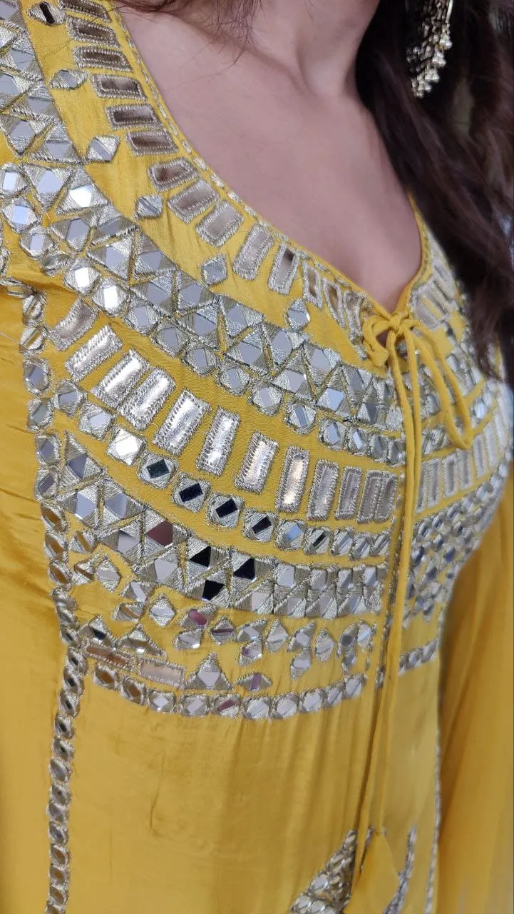 Mirror Yellow Sharara Set