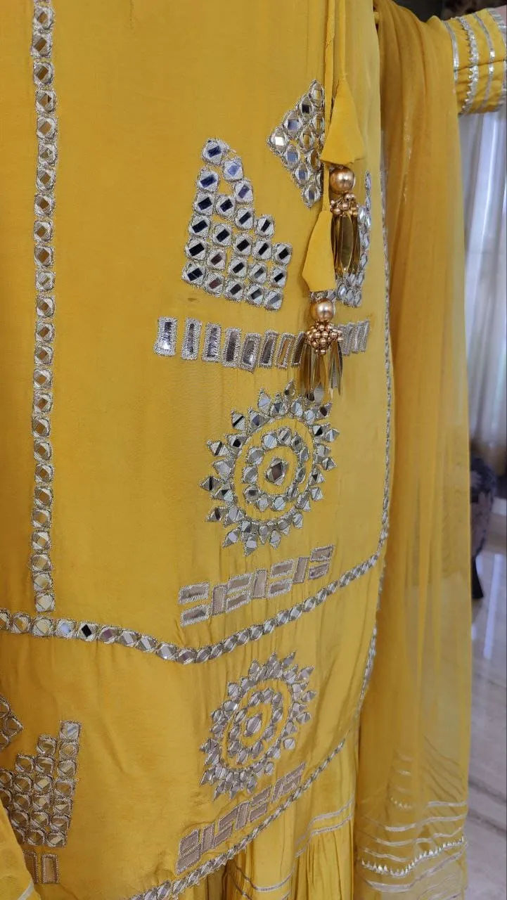 Mirror Yellow Sharara Set