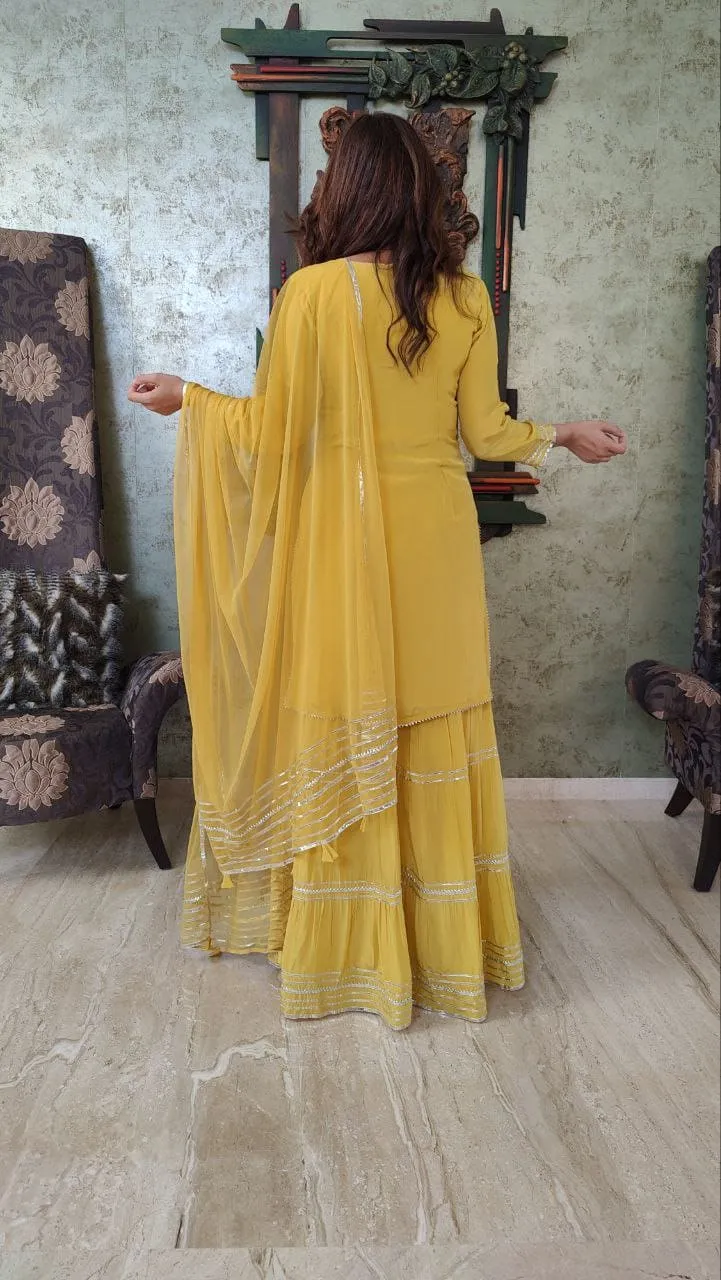 Mirror Yellow Sharara Set