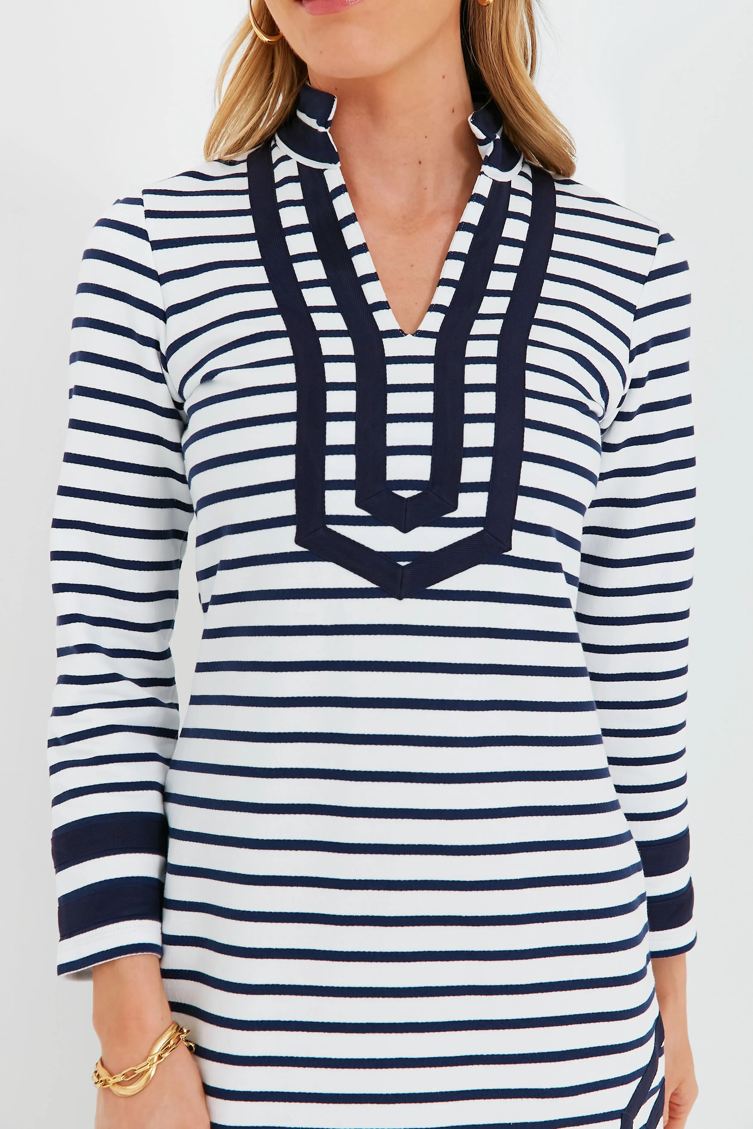 Navy and White Stripe Long Sleeve Knit Tunic